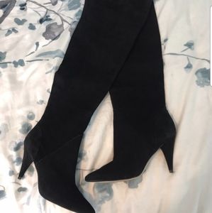ALDO, black, thigh-high, low heel boots